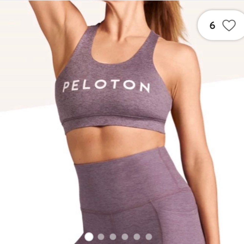 Peloton; purple heathered strapped sports bra